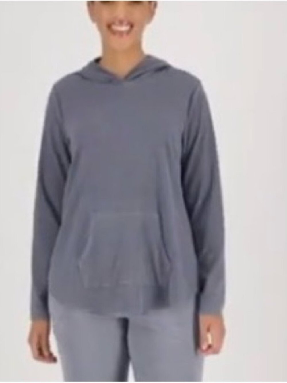 AnyBody Lightweight Gray Hooded Pullover